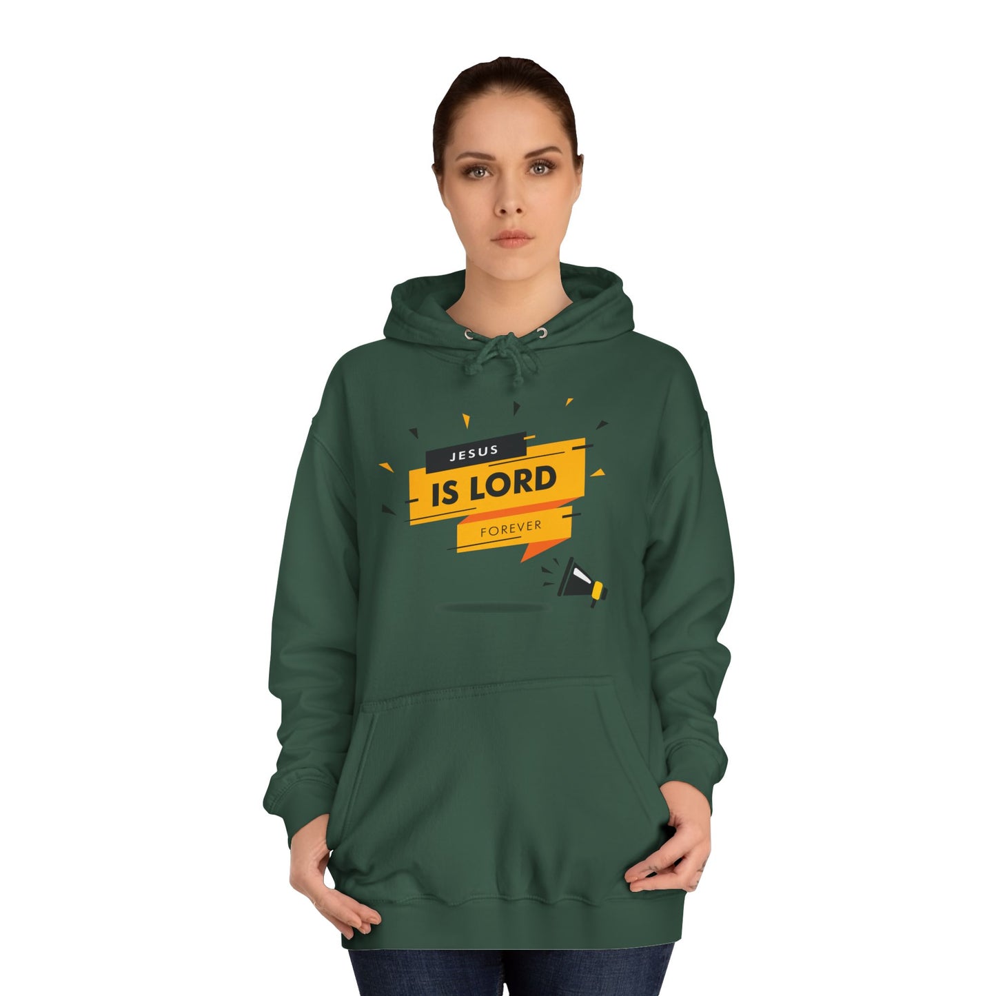Unisex College Hoodie - "Jesus is Lord Forever" Inspirational Sweatshirt