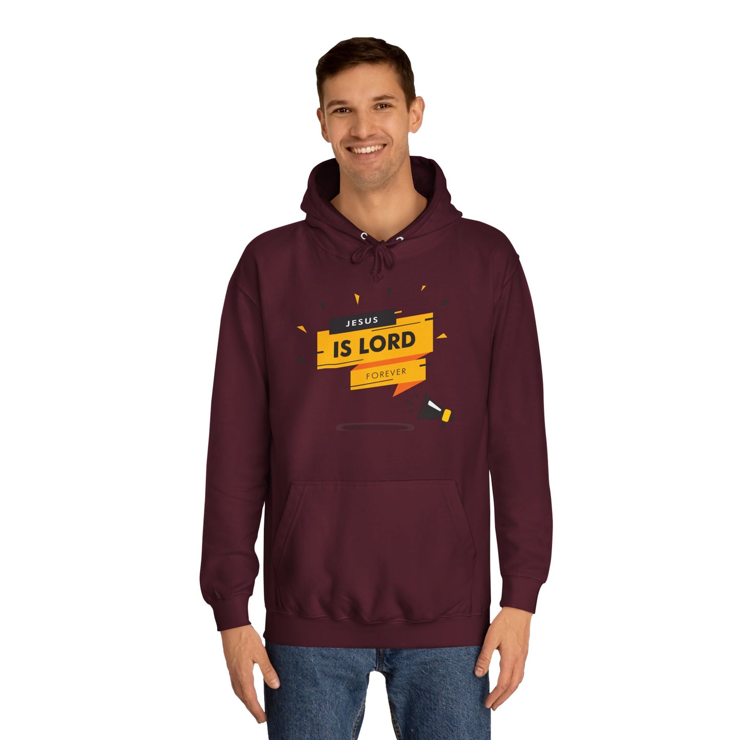 Unisex College Hoodie - "Jesus is Lord Forever" Inspirational Sweatshirt