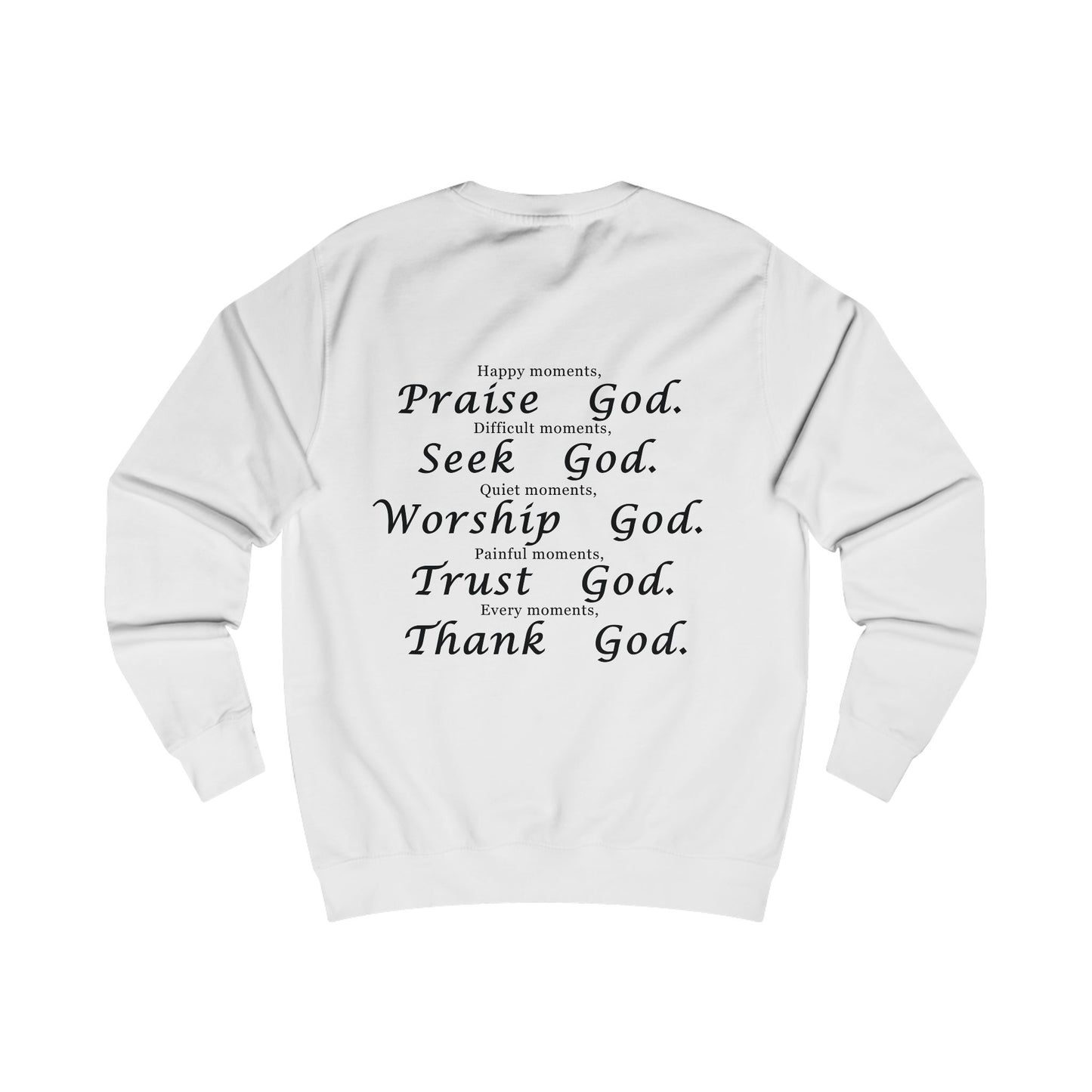 Inspirational God-Themed Unisex Sweatshirt - Praise, Seek, Worship, Trust, Thank
