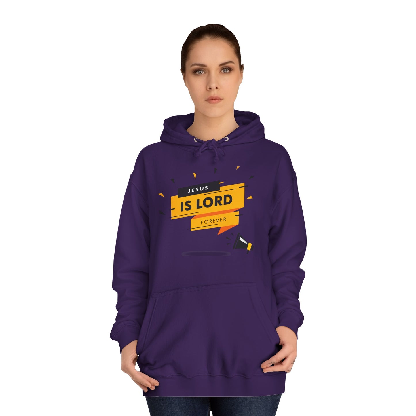 Unisex College Hoodie - "Jesus is Lord Forever" Inspirational Sweatshirt