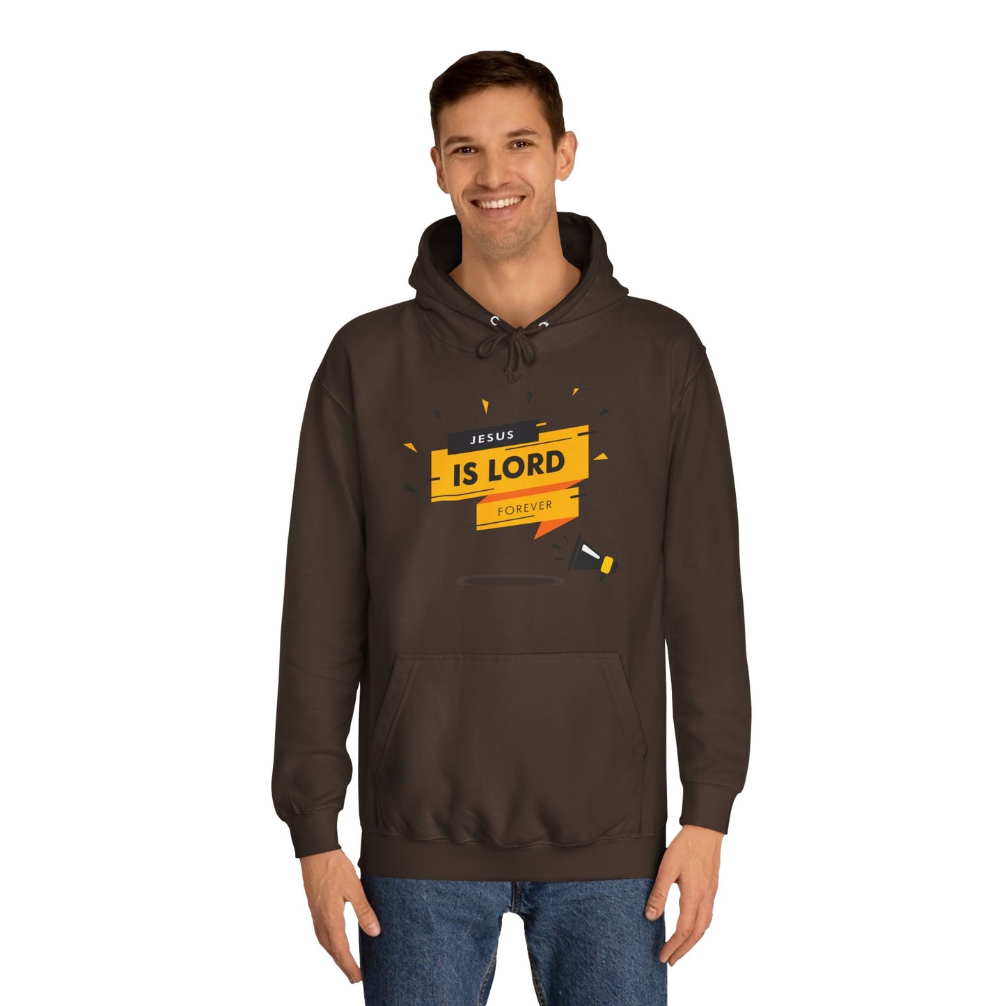 Unisex College Hoodie - "Jesus is Lord Forever" Inspirational Sweatshirt