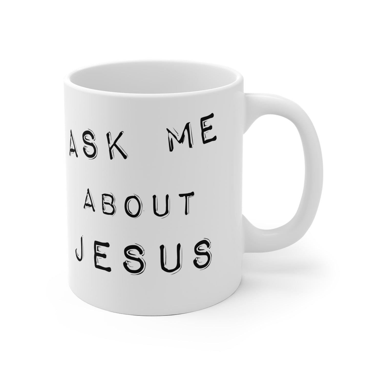 - Ask Me About Jesus Ceramic Mug - Inspirational Gift