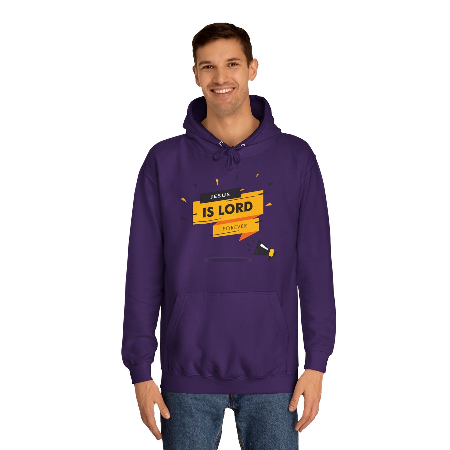 Unisex College Hoodie - "Jesus is Lord Forever" Inspirational Sweatshirt