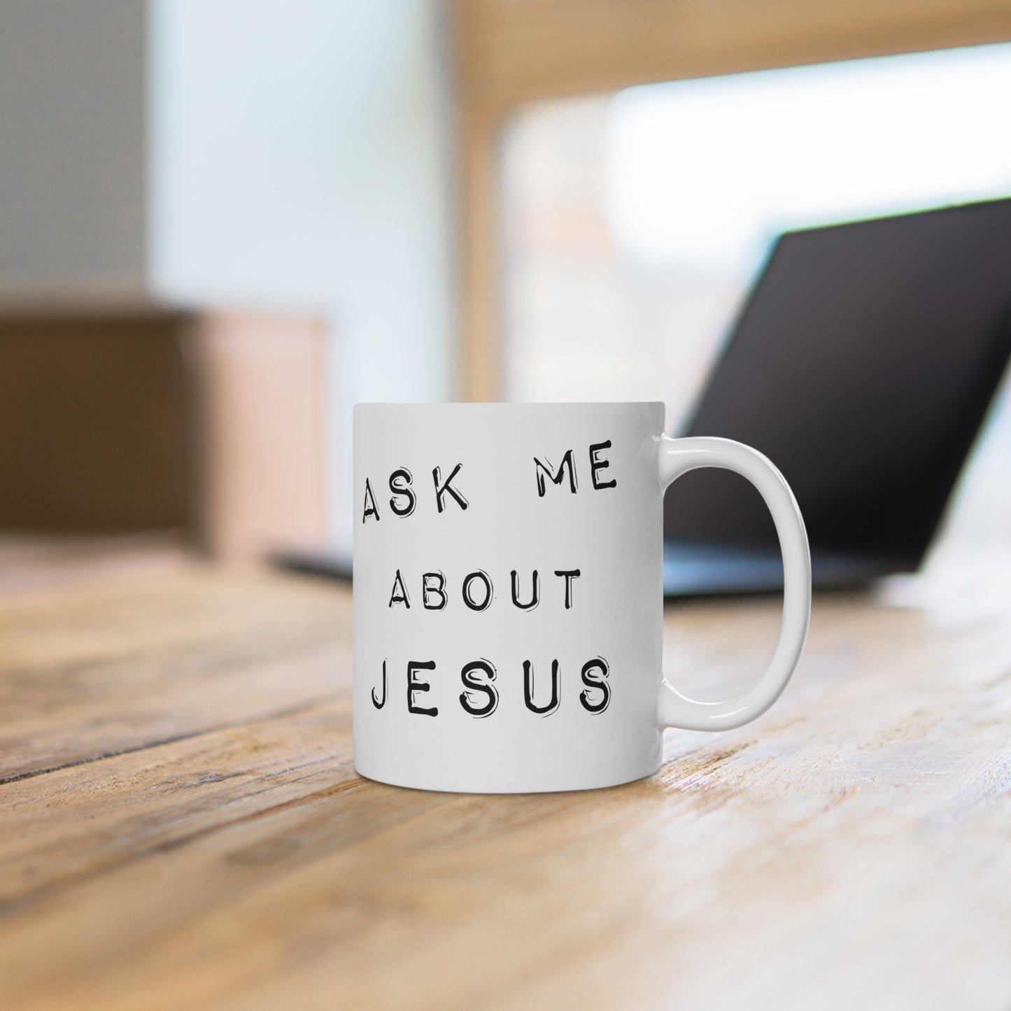 - Ask Me About Jesus Ceramic Mug - Inspirational Gift