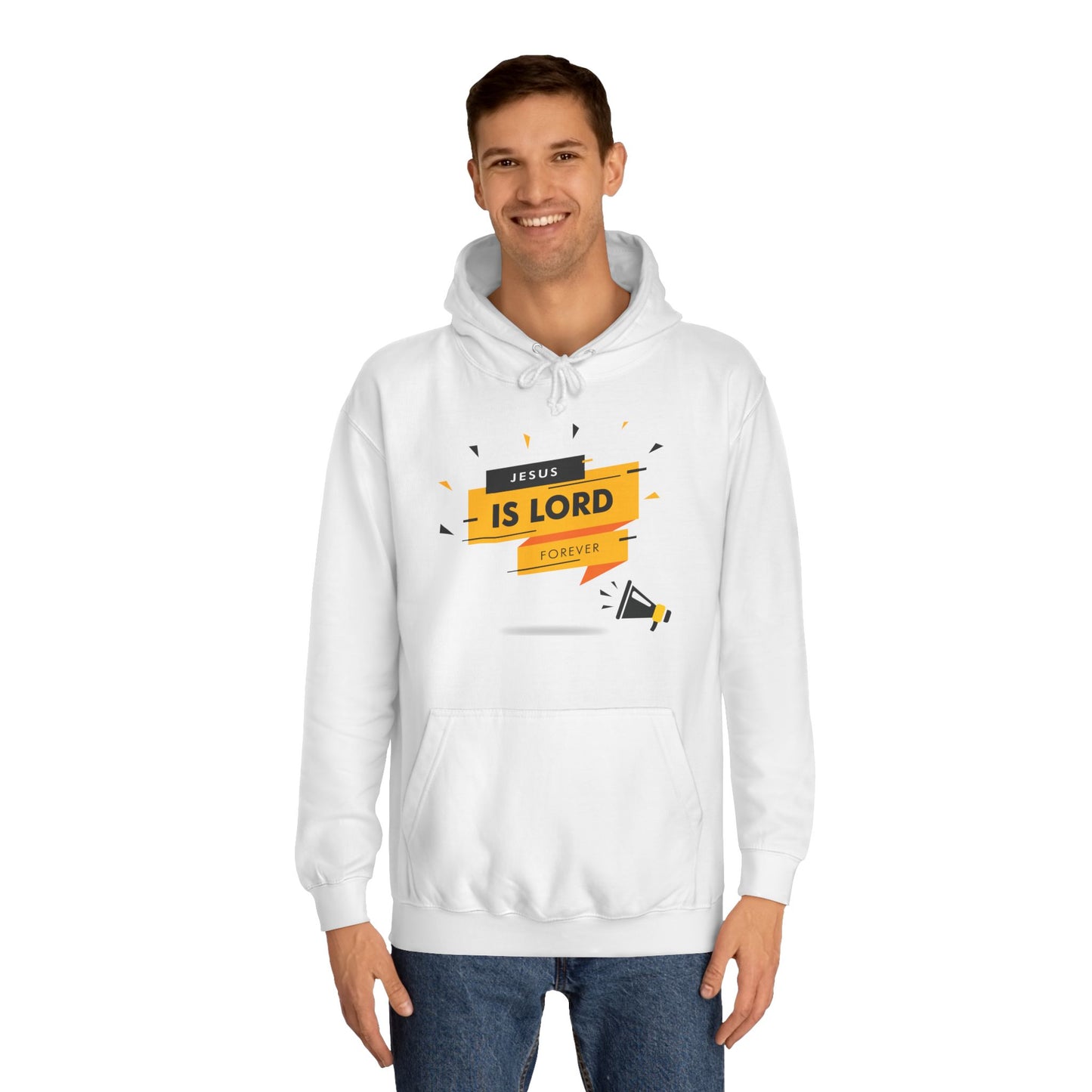Unisex College Hoodie - "Jesus is Lord Forever" Inspirational Sweatshirt