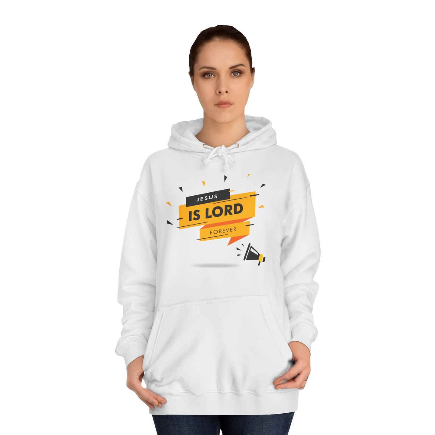 Unisex College Hoodie - "Jesus is Lord Forever" Inspirational Sweatshirt
