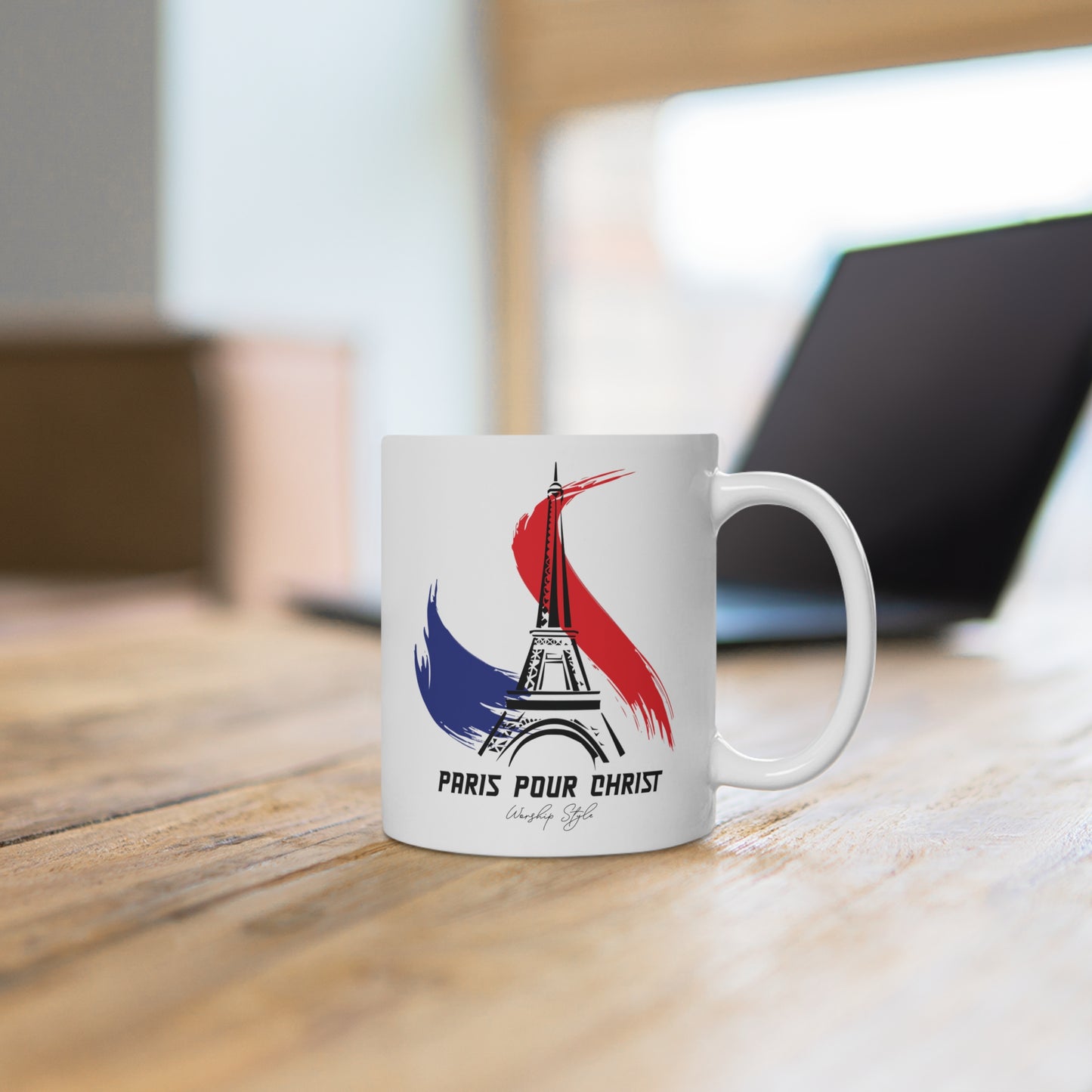 Paris Pour Christ Ceramic Mug - Inspirational Gift with Eiffel Tower Design