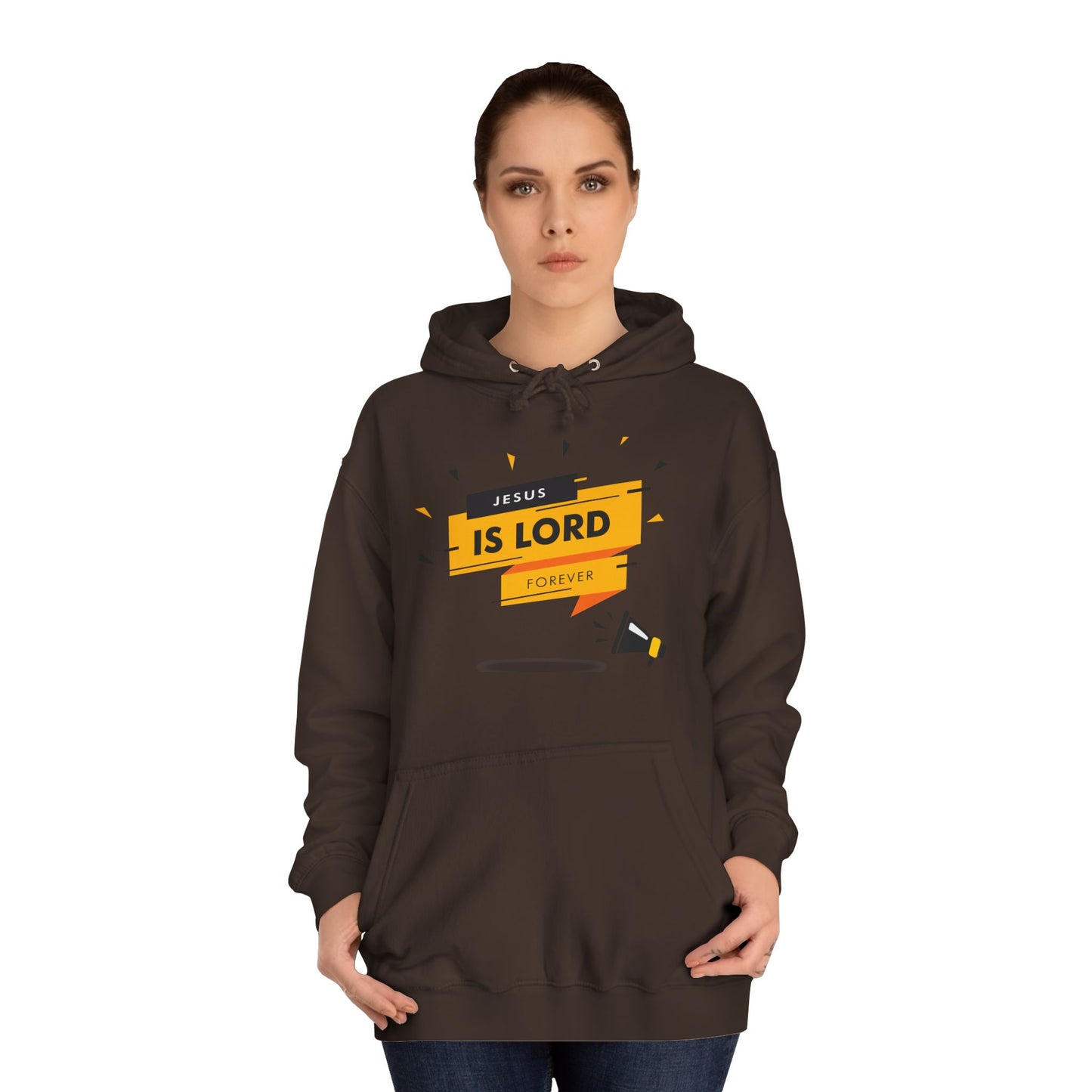 Unisex College Hoodie - "Jesus is Lord Forever" Inspirational Sweatshirt