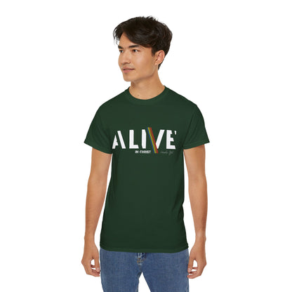 Inspirational Unisex Ultra Cotton Tee – 'ALIVE IN CHRIST' – Perfect for Faith Celebrations