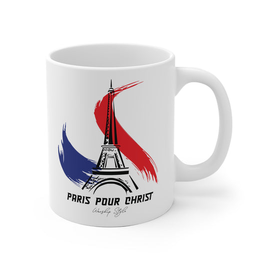 Paris Pour Christ Ceramic Mug - Inspirational Gift with Eiffel Tower Design