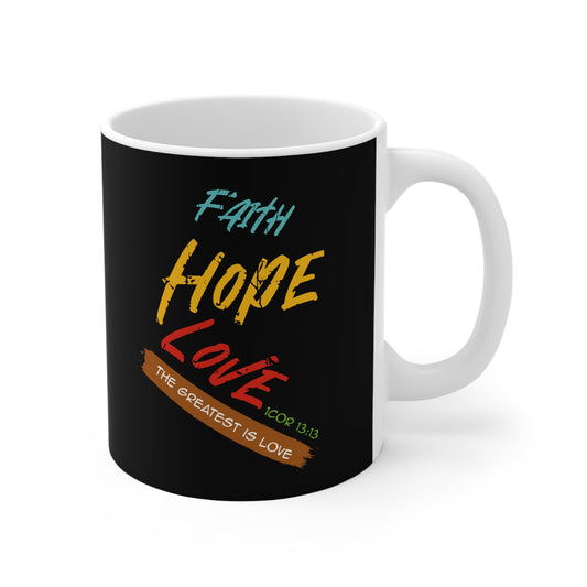 Faith, Hope, Love Ceramic Mug -  Inspirational Gift for Every Occasion