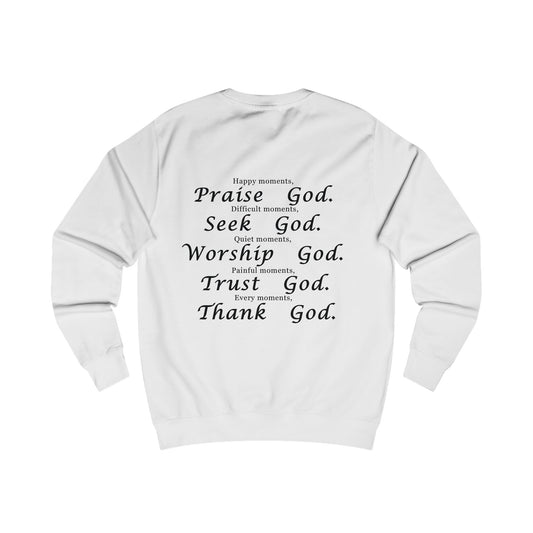 Inspirational God-Themed Unisex Sweatshirt - Praise, Seek, Worship, Trust, Thank