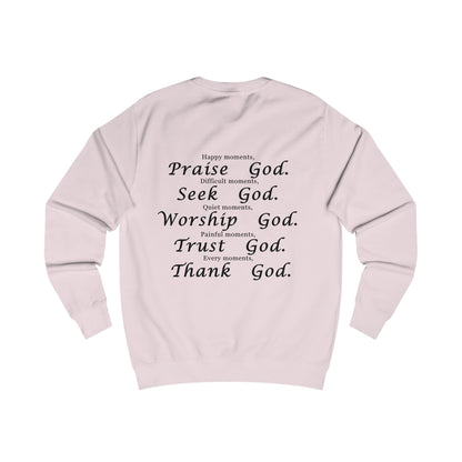 Inspirational God-Themed Unisex Sweatshirt - Praise, Seek, Worship, Trust, Thank
