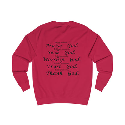 Inspirational God-Themed Unisex Sweatshirt - Praise, Seek, Worship, Trust, Thank