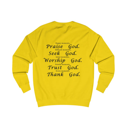 Inspirational God-Themed Unisex Sweatshirt - Praise, Seek, Worship, Trust, Thank