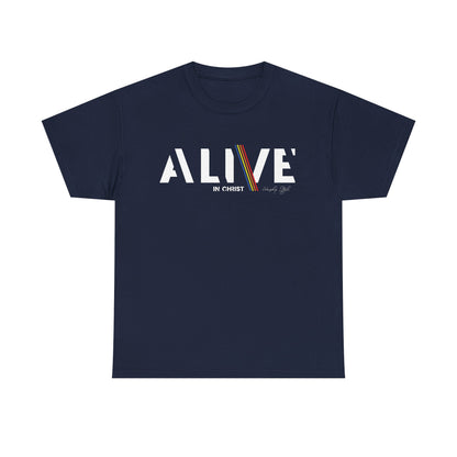 Alive in Christ Unisex Heavy Cotton Tee - Black Inspirational Christian Shirt