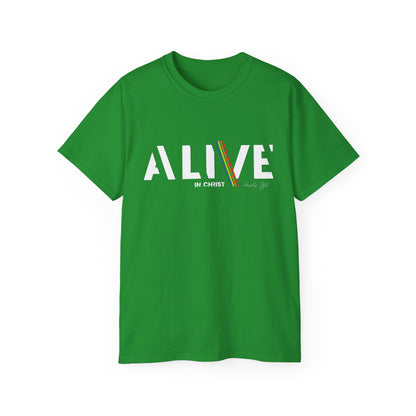 Inspirational Unisex Ultra Cotton Tee – 'ALIVE IN CHRIST' – Perfect for Faith Celebrations