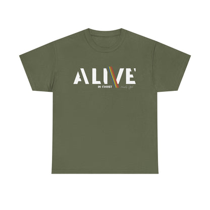 Alive in Christ Unisex Heavy Cotton Tee - Black Inspirational Christian Shirt