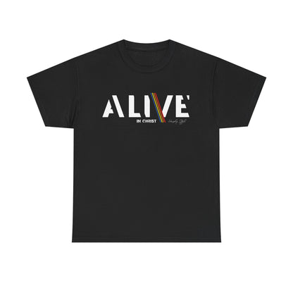 Alive in Christ Unisex Heavy Cotton Tee - Black Inspirational Christian Shirt